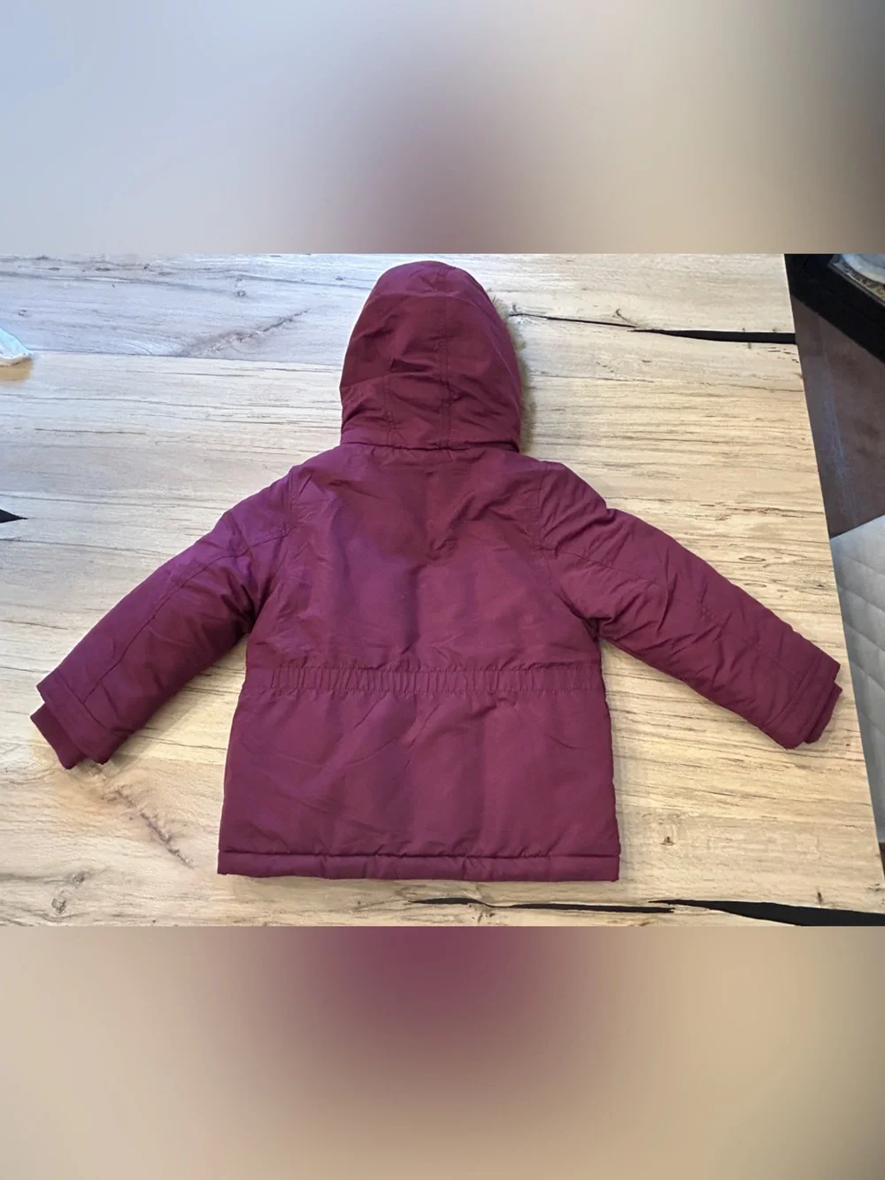 NWOT Carter's Girls' Maroon Hooded Puffer Coat with Faux Fur Trim